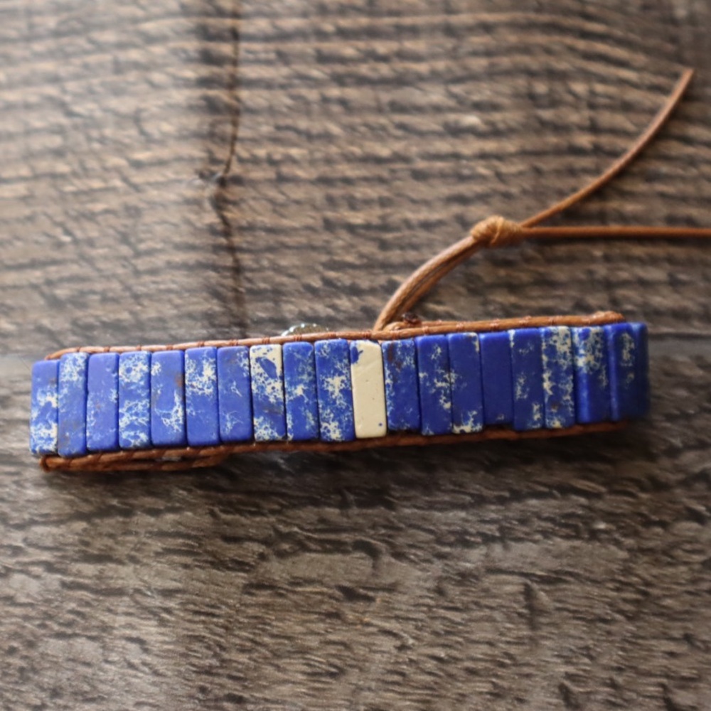 Blue Natural Stone Beaded Bracelet